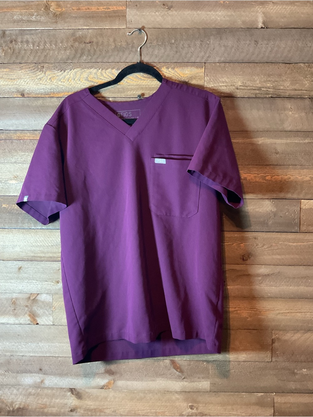 Figs Deep Plum Short Sleeve Scrub Top Technical Collection Women’s Size Medium